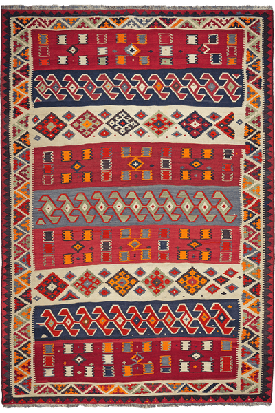 Kelim Gashgai Old — Handmade, 185x272 cm, Multicolor, 100% Virgin Wool | Main view