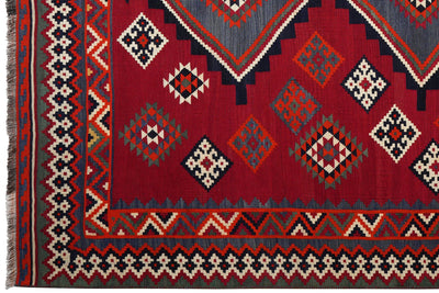 Kelim Gashgai Old — Handmade, 190x264 cm, Red, 100% Virgin Wool | View 3
