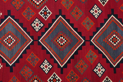 Kelim Gashgai Old — Handmade, 190x264 cm, Red, 100% Virgin Wool | View 5