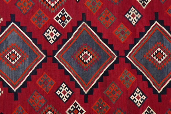 Kelim Gashgai Old — Handmade, 190x264 cm, Red, 100% Virgin Wool | View 5