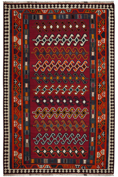 Kelim Gashgai Old — Handmade, 163x254 cm, Red, 100% Virgin Wool | Main view