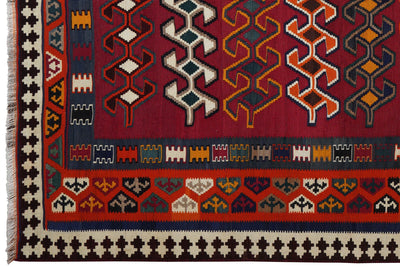 Kelim Gashgai Old — Handmade, 163x254 cm, Red, 100% Virgin Wool | View 3