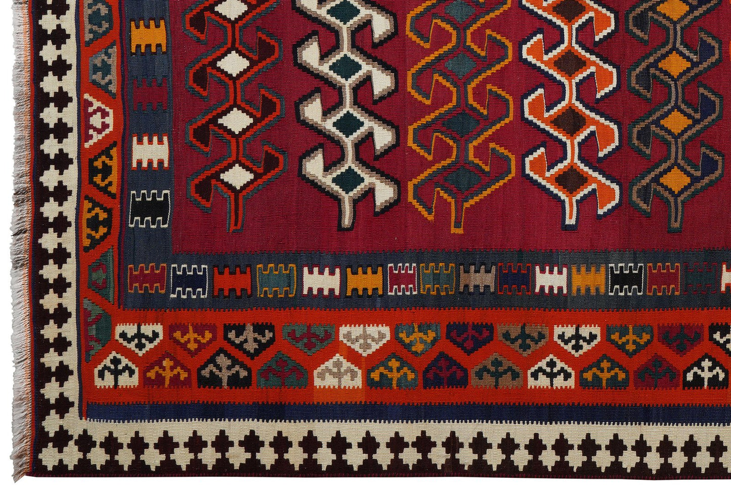 Kelim Gashgai Old — Handmade, 163x254 cm, Red, 100% Virgin Wool | View 3