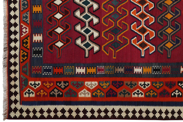 Kelim Gashgai Old — Handmade, 163x254 cm, Red, 100% Virgin Wool | View 3
