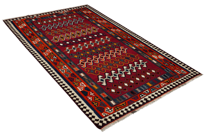 Kelim Gashgai Old — Handmade, 163x254 cm, Red, 100% Virgin Wool | View 4