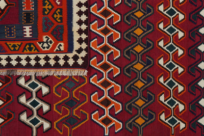 Kelim Gashgai Old — Handmade, 163x254 cm, Red, 100% Virgin Wool | View 6