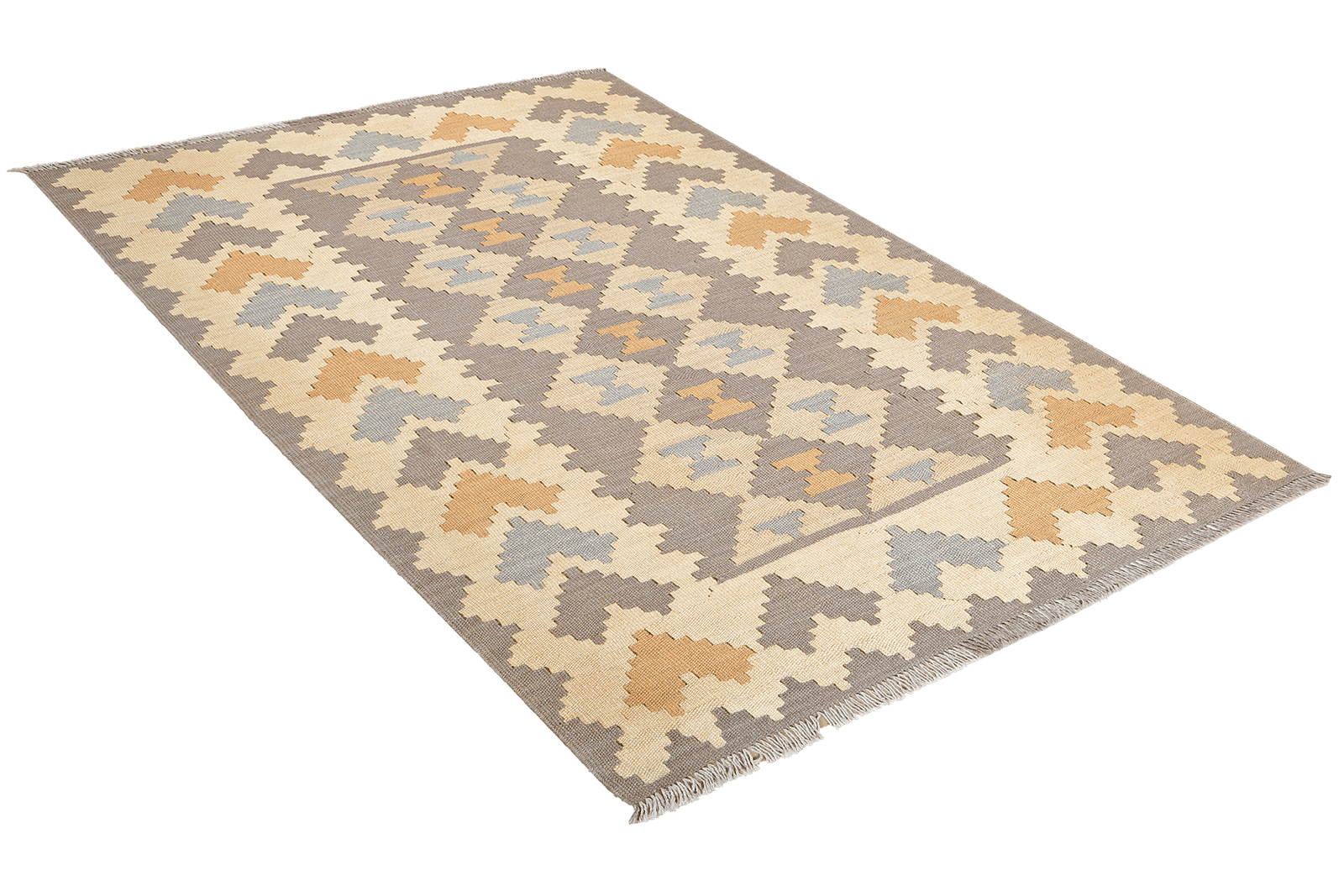 Kelim Gashgai — Handmade, 117x167 cm, Grey, 100% Virgin Wool | View 4