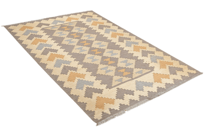 Kelim Gashgai — Handmade, 117x167 cm, Grey, 100% Virgin Wool | View 4