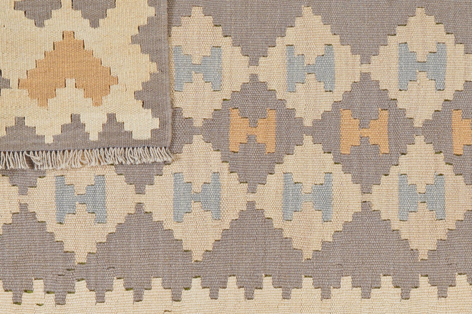 Kelim Gashgai — Handmade, 117x167 cm, Grey, 100% Virgin Wool | View 6
