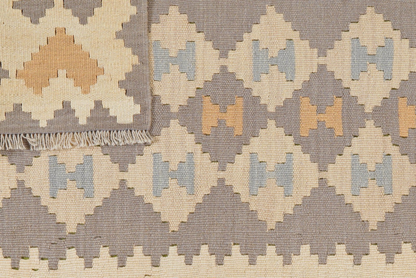 Kelim Gashgai — Handmade, 117x167 cm, Grey, 100% Virgin Wool | View 6