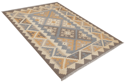 Kelim Gashgai — Handmade, 121x164 cm, Grey, 100% Virgin Wool | View 4