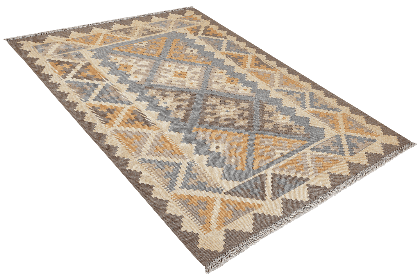 Kelim Gashgai — Handmade, 121x164 cm, Grey, 100% Virgin Wool | View 4