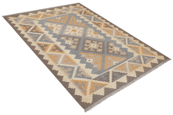 Kelim Gashgai — Handmade, 121x164 cm, Grey, 100% Virgin Wool | View 4