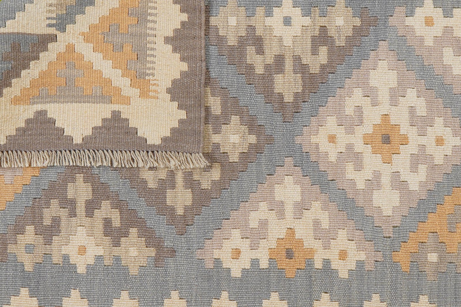 Kelim Gashgai — Handmade, 121x164 cm, Grey, 100% Virgin Wool | View 6