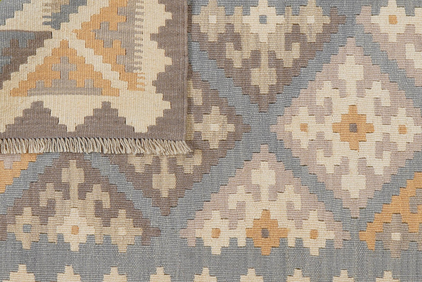 Kelim Gashgai — Handmade, 121x164 cm, Grey, 100% Virgin Wool | View 6