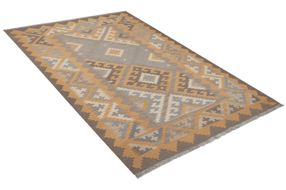 Kelim Gashgai · Handgewebt – Grau, 181x120 cm, 100% Schurwolle | Ansicht 4