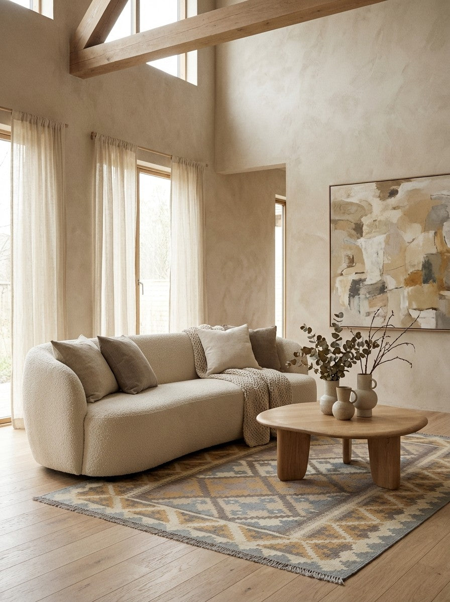 Kelim Gashgai · Handgewebt – Grau, 178x126 cm, 100% Schurwolle | Detailansicht