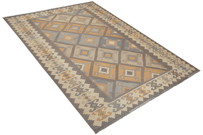 Kelim Gashgai — Handmade, 178x245 cm, Grey, 100% Virgin Wool | View 4