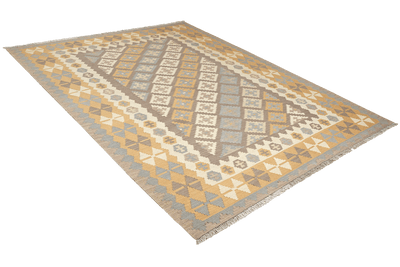 Kelim Gashgai — Handmade, 175x239 cm, Grey, 100% Virgin Wool | View 4