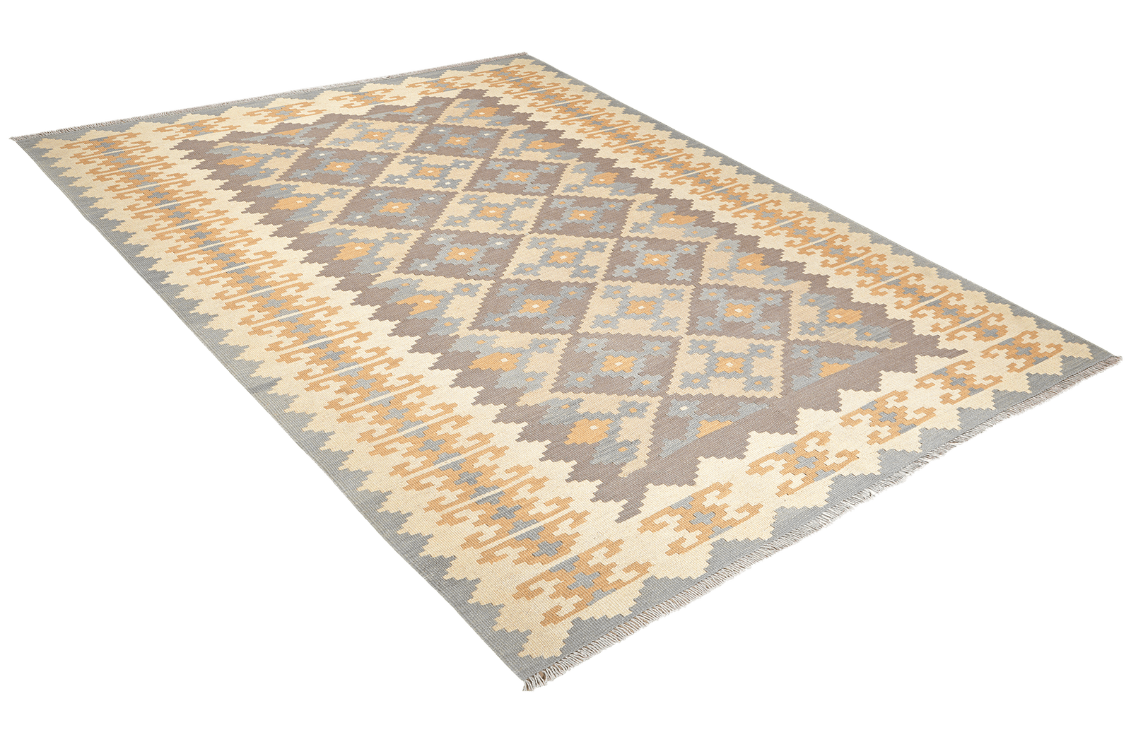 Kelim Gashgai — Handmade, 168x229 cm, Grey, 100% Virgin Wool | View 4