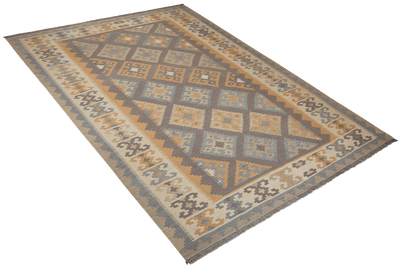 Kelim Gashgai — Handmade, 178x243 cm, Grey, 100% Virgin Wool | View 4