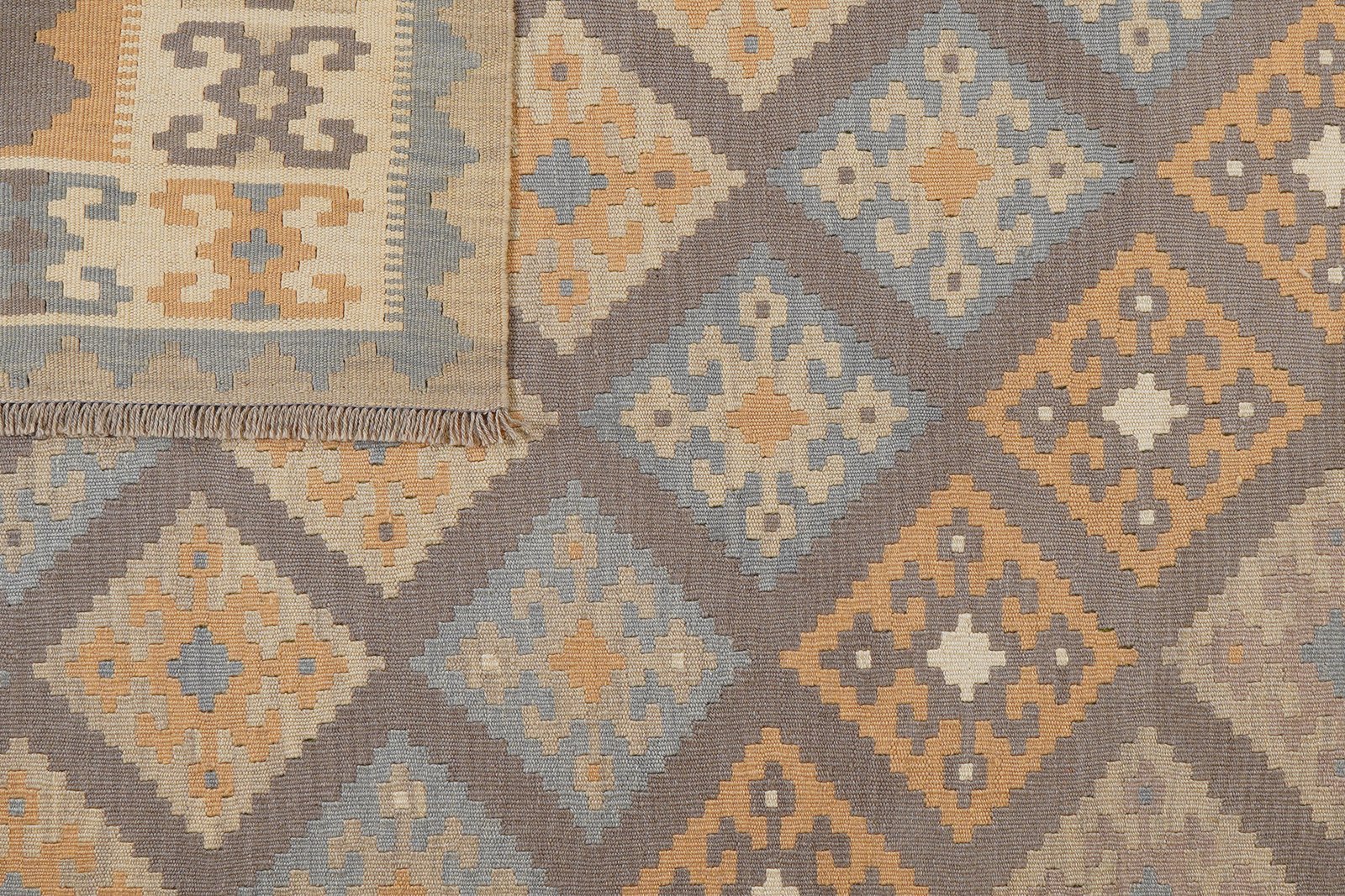 Kelim Gashgai — Handmade, 178x243 cm, Grey, 100% Virgin Wool | View 6