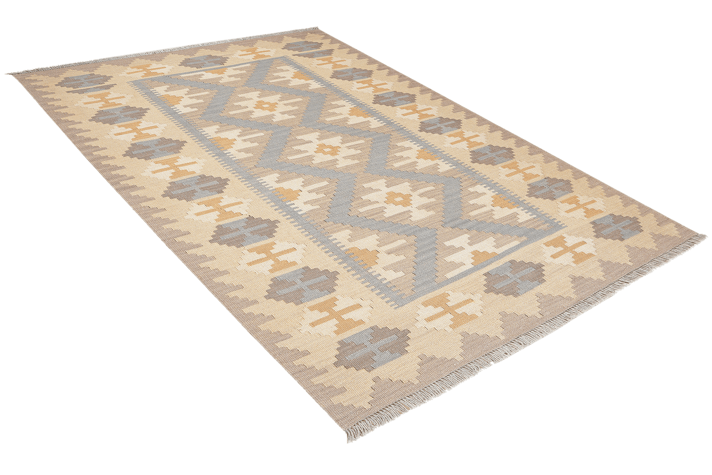 Kelim Gashgai — Handmade, 123x180 cm, Grey, 100% Virgin Wool | View 4