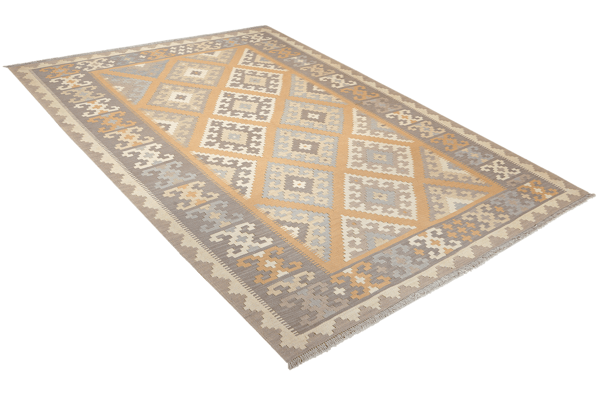 Kelim Gashgai · Handgewebt – Gelb, 247x182 cm, 100% Schurwolle | Ansicht 4