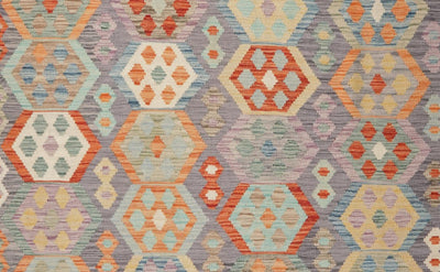 Kelim — Handmade, 205x296 cm, Grey, 100% Virgin Wool | View 4
