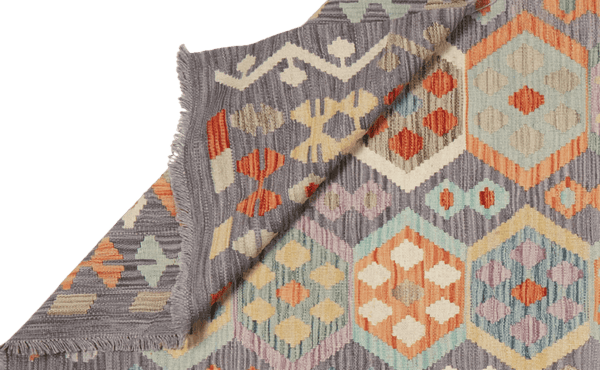 Kelim — Handmade, 205x296 cm, Grey, 100% Virgin Wool | View 5