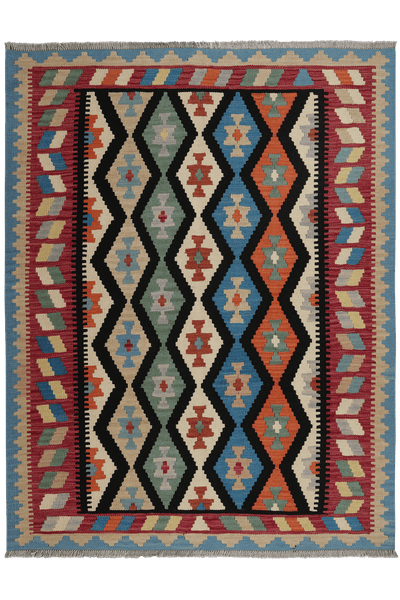 Kelim Gashgai — Handmade, 157x200 cm, Black, 100% Virgin Wool | Main view