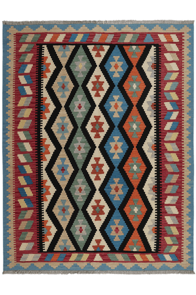 Kelim Gashgai — Handmade, 157x200 cm, Black, 100% Virgin Wool | Main view