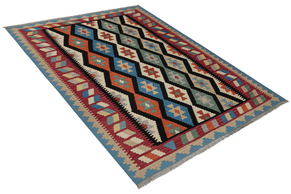Kelim Gashgai — Handmade, 157x200 cm, Black, 100% Virgin Wool | View 4