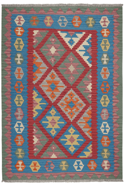 Kelim Gashgai — Handmade, 131x183 cm, Red, 100% Virgin Wool | Main view