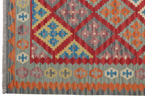 Kelim Gashgai — Handmade, 132x183 cm, Red, 100% Virgin Wool | View 3