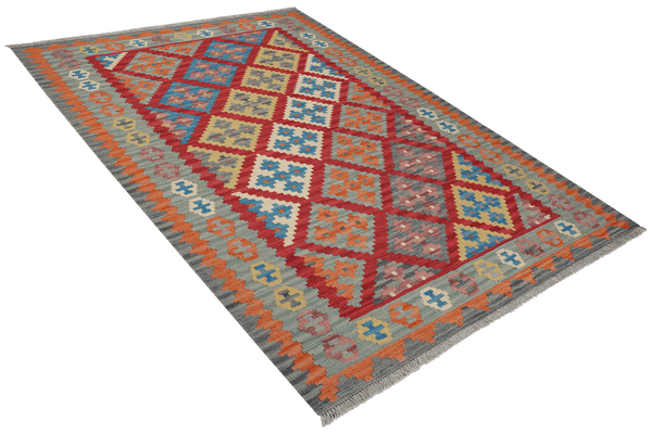 Kelim Gashgai — Handmade, 132x183 cm, Red, 100% Virgin Wool | View 4