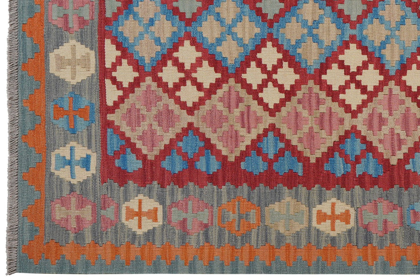 Kelim Gashgai — Handmade, 159x206 cm, Red, 100% Virgin Wool | View 3