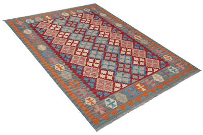 Kelim Gashgai — Handmade, 159x206 cm, Red, 100% Virgin Wool | View 4