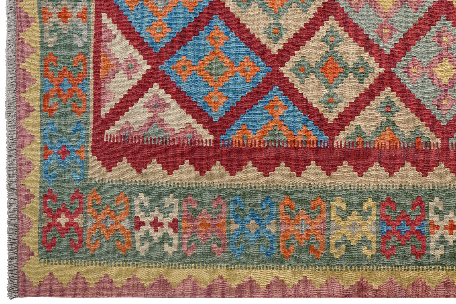 Kelim Gashgai — Handmade, 183x251 cm, Red, 100% Virgin Wool | View 3