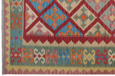 Kelim Gashgai — Handmade, 183x251 cm, Red, 100% Virgin Wool | View 3