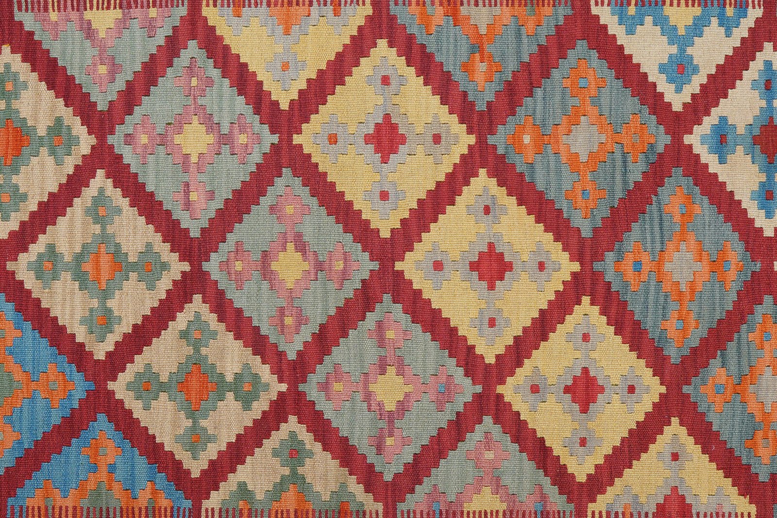 Kelim Gashgai — Handmade, 183x251 cm, Red, 100% Virgin Wool | View 5