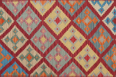 Kelim Gashgai — Handmade, 183x251 cm, Red, 100% Virgin Wool | View 5