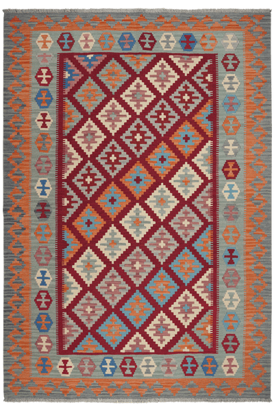 Kelim Gashgai — Handmade, 175x253 cm, Red, 100% Virgin Wool | Main view