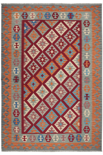 Kelim Gashgai — Handmade, 175x253 cm, Red, 100% Virgin Wool | Main view