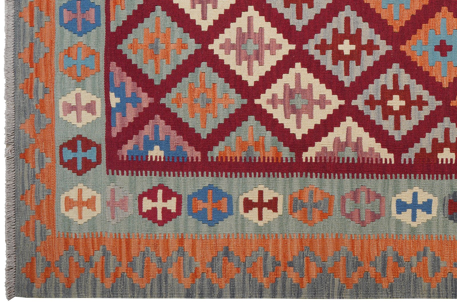 Kelim Gashgai — Handmade, 175x253 cm, Red, 100% Virgin Wool | View 3