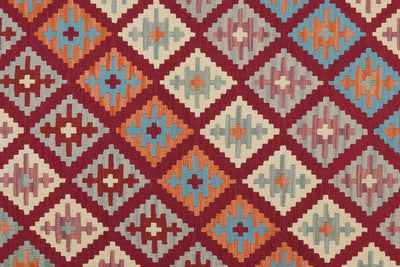 Kelim Gashgai — Handmade, 175x253 cm, Red, 100% Virgin Wool | View 5