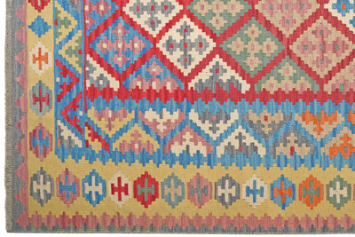 Kelim Gashgai — Handmade, 197x289 cm, Red, 100% Virgin Wool | View 3