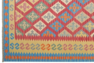 Kelim Gashgai — Handmade, 206x297 cm, Red, 100% Virgin Wool | View 3