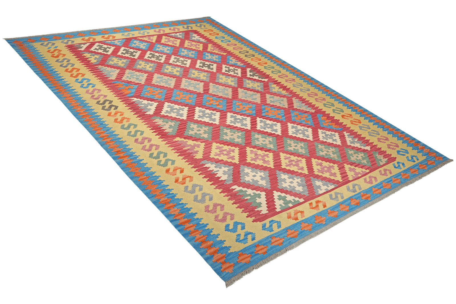 Kelim Gashgai — Handmade, 206x297 cm, Red, 100% Virgin Wool | View 4