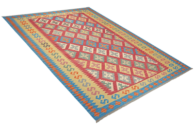 Kelim Gashgai — Handmade, 206x297 cm, Red, 100% Virgin Wool | View 4
